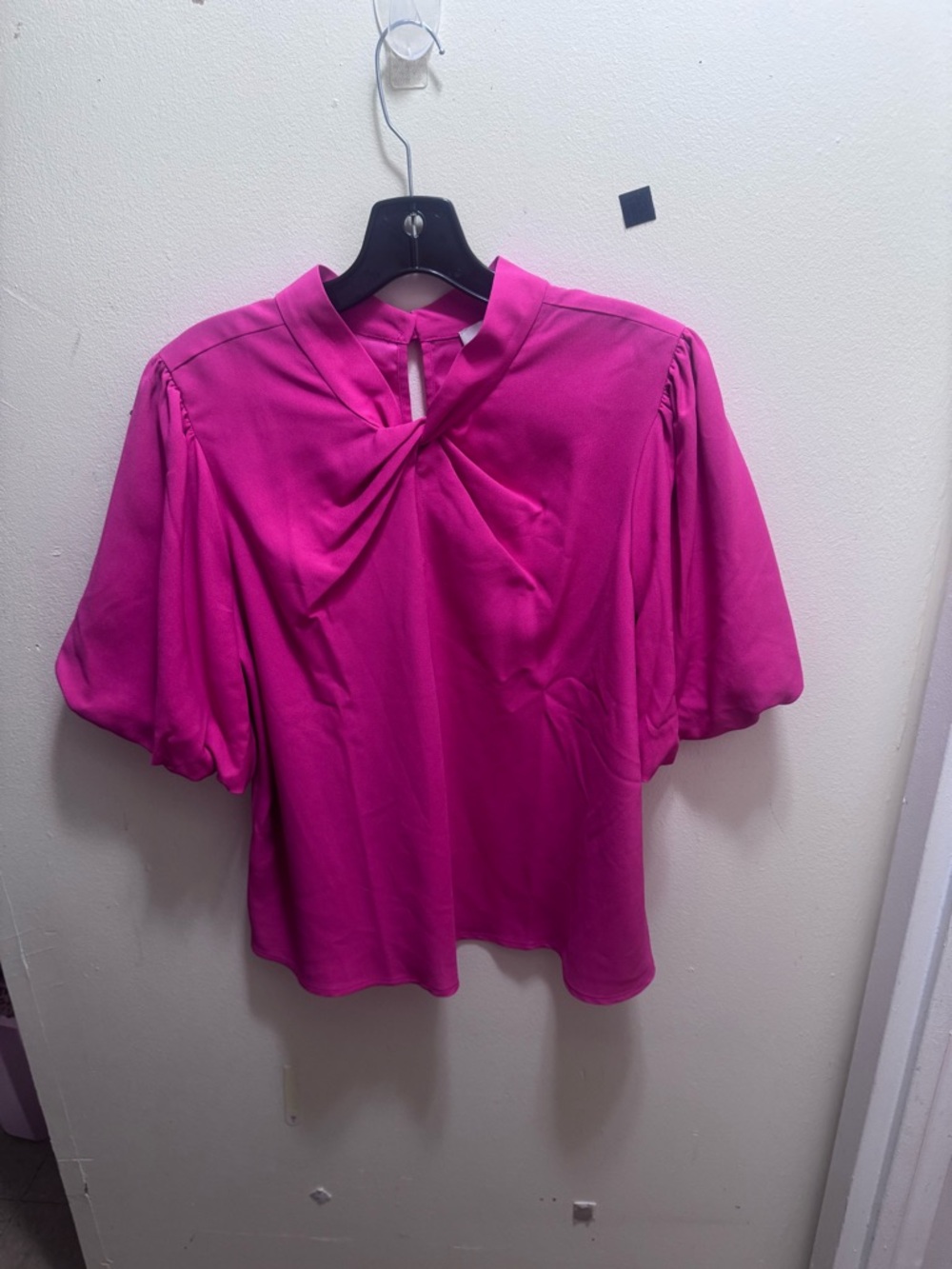 LOFT Bright Fuchsia Twist-Neck Blouse size large